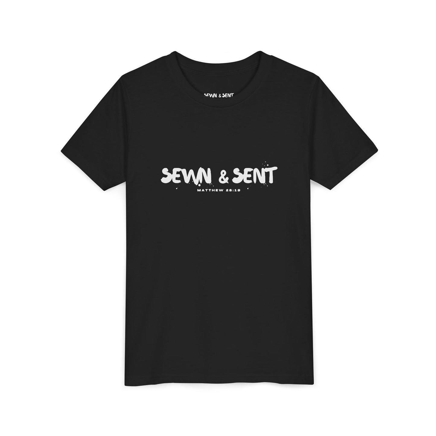 Youth T-Shirt — "Sewn & Sent" Christian Graphic Tee (Matthew 28:19)